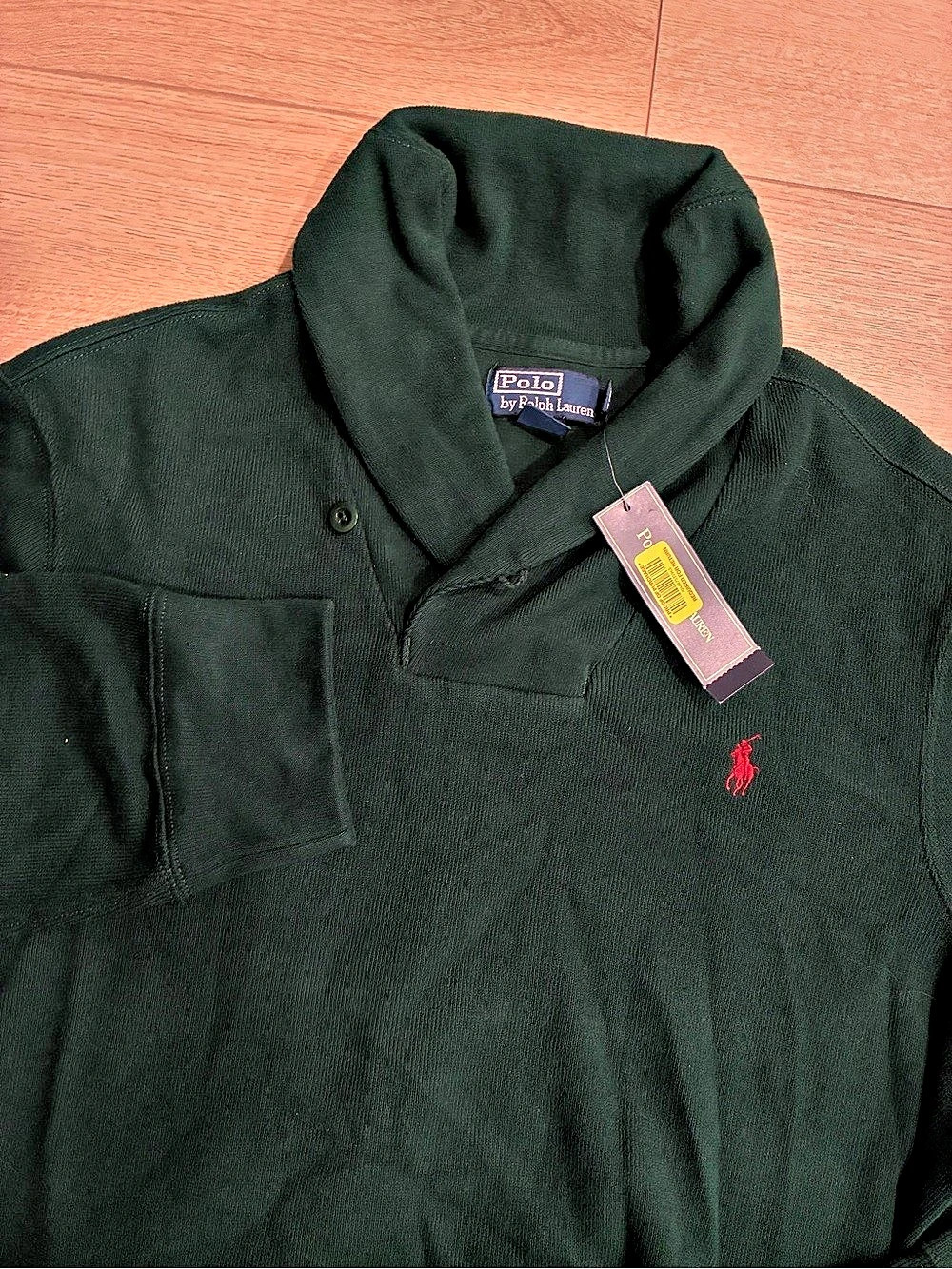 NWT Polo Ralph Lauren Men’s Fisherman Shawl Collar Green Sweater Size L